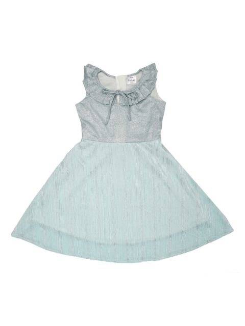 

Doodle Girls Blue Self Design Fit and Flare Dress
