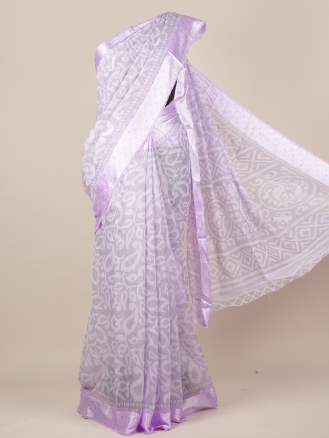 

Pothys Lavender Printed Jute Silk Saree