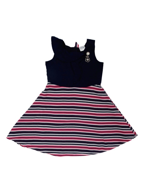 

Doodle Girls Navy Blue & Red Striped A-Line Dress