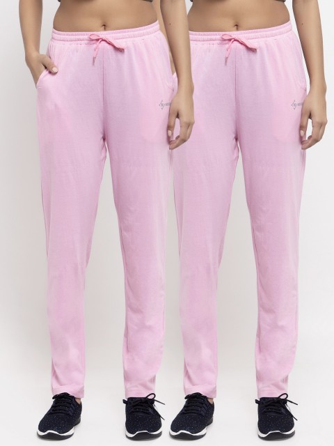 

NEUDIS Women Pack Of 2 Pink Solid Straight-Fit Track Pants