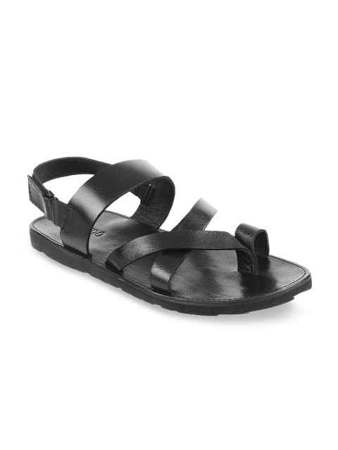 

Metro Men Black Comfort Leather Sandals
