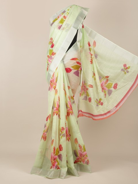 

Pothys Green & Red Jute Silk Printed Saree