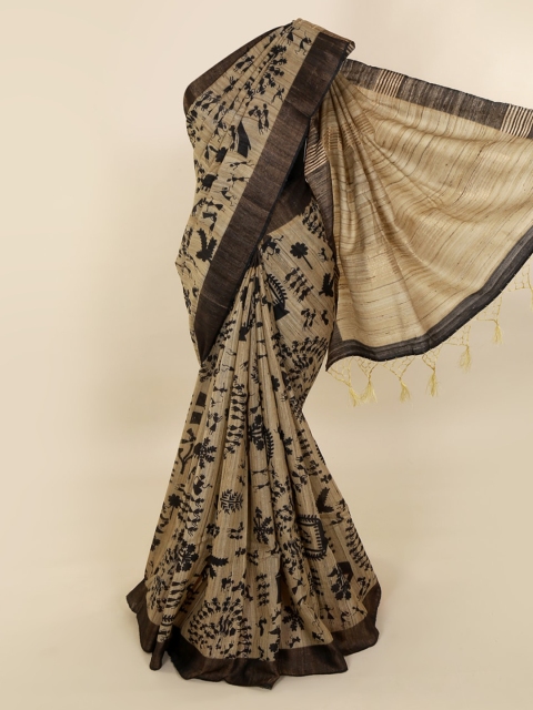 

Pothys Brown & Black Pure Silk Woven Design Saree