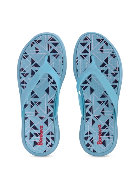 

Bonkerz Women Turquoise Blue & Black Printed Thong Flip-Flops
