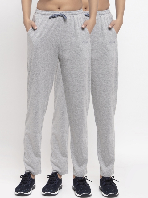 

NEUDIS Women Pack Of 2 Grey Melange Solid Straight-Fit Track Pants