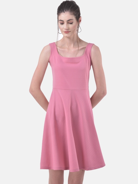 

Eavan Women Pink Solid Fit and Flare Dress