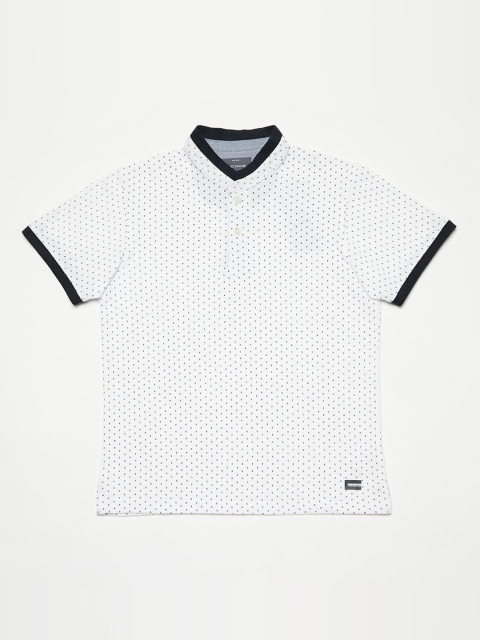 

Octave Boys White Printed Mandarin Collar T-shirt