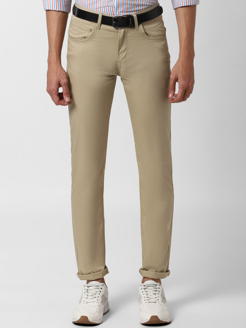 

Peter England Casuals Men Beige Slim Fit Regular Trousers