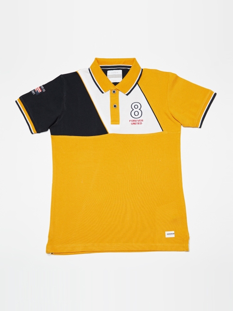 

Octave Boys Yellow & Black Colourblocked Polo Collar T-shirt