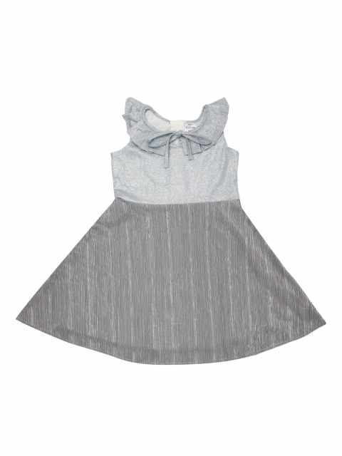 

Doodle Girls Grey Striped Fit and Flare Dress