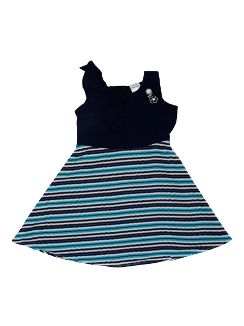 

Doodle Girls Navy Blue Striped A-Line Dress