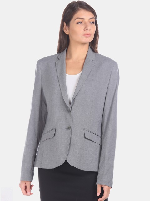 

Arrow Women Grey Melange Solid Single-Breasted Slim Fit Formal Blazer