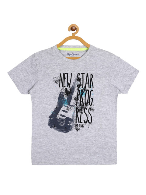 

Pepe Jeans Boys Grey Melange Printed T-shirt