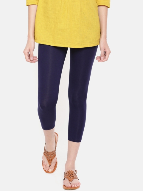 

De Moza Women Navy Blue Solid Three-Fourth Length Leggings