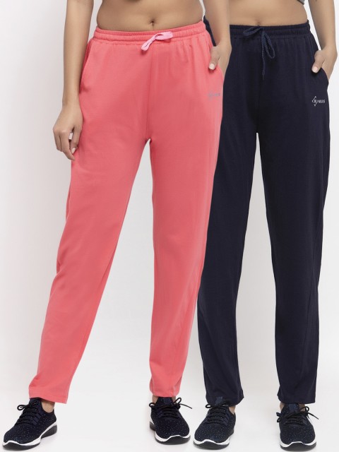 

NEUDIS Women Pack Of 2 Solid Straight-Fit Track Pants, Pink