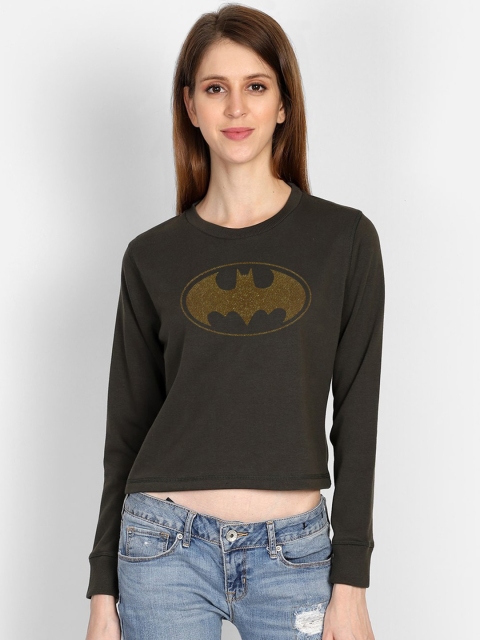 

Free Authority Batman Print Olive Crop Sweatshirt for Women