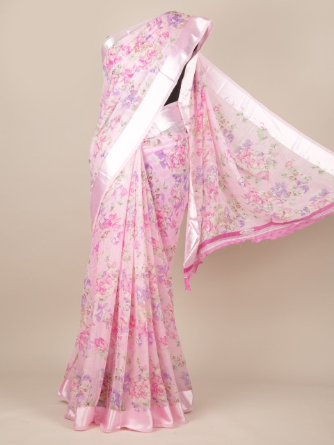 

Pothys Rose Printed Jute Silk Saree