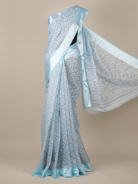 

Pothys Blue Printed Jute Silk Saree