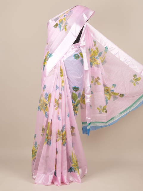 

Pothys Rose Printed Jute Silk Saree