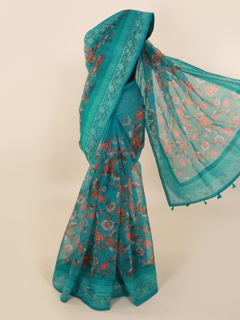 

Pothys Green Printed Pure Silk Saree