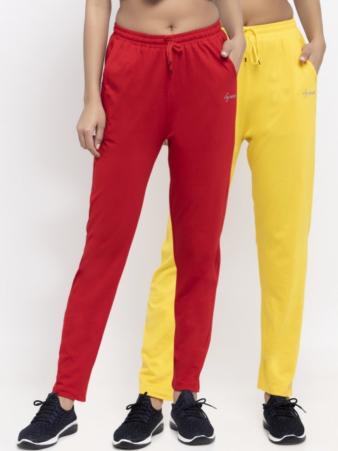 

NEUDIS Women Pack of 2 Solid Track Pants, Red