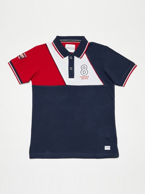

Octave Boys Blue & White Colourblocked Polo Collar T-shirt