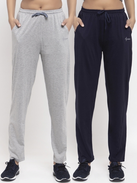NEUDIS Women Pack Of 2 Solid Track Pants, Grey