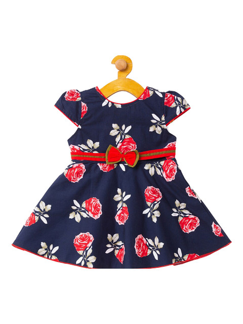 

The Magic Wand Girls Navy Blue Printed Fit and Flare Dress