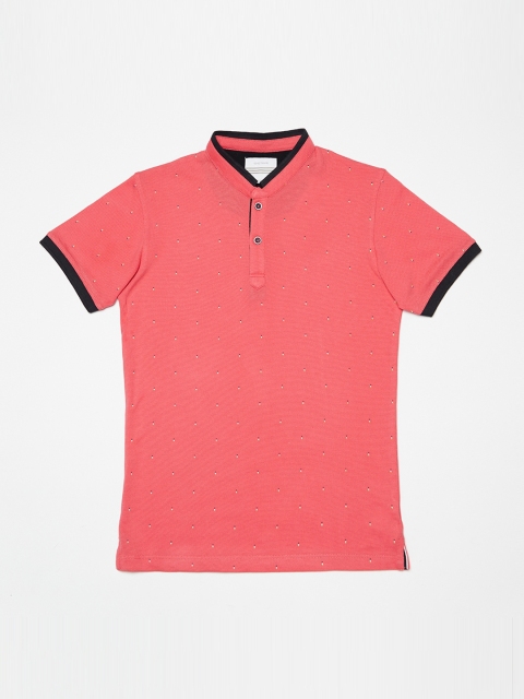 

Octave Boys Coral Printed Mandarin Collar T-shirt