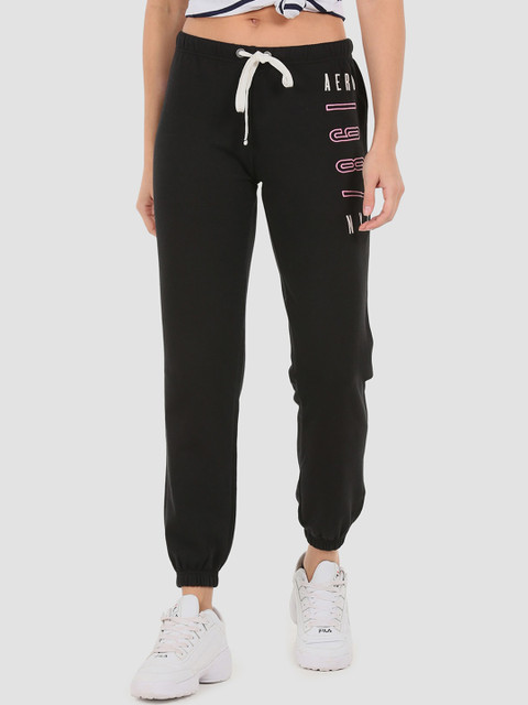 

Aeropostale Women Black Solid Straight-Fit Joggers
