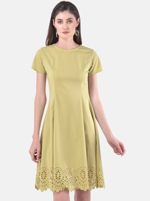 

Eavan Women Lime Green Solid Fit and Flare Dress