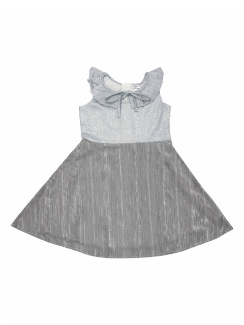 

Doodle Girls Grey Self Design Fit and Flare Dress