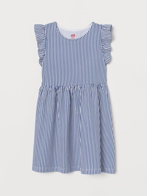 

H&M Girls Striped Jersey Dress, Blue