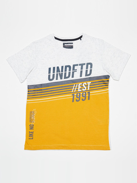 

Octave Boys Yellow Colourblocked Round Neck T-shirt