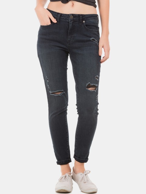 

Aeropostale Women Navy Blue Slim Fit Mid-Rise Mildly Distressed Stretchable Jeans