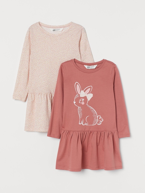 

H&M Girls 2-Pack Jersey Dresses, White