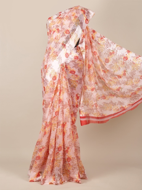 

Pothys Pink Printed Jute Silk Saree
