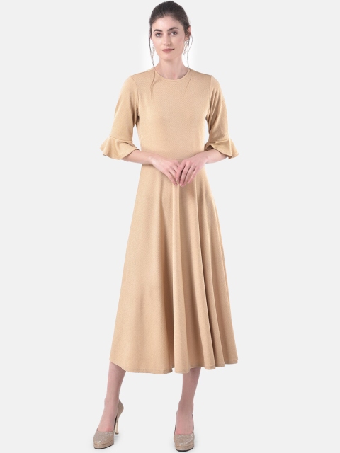 

Eavan Women Beige Self Design Fit and Flare Dress