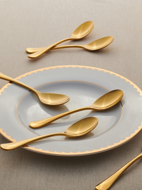 

Pure Home and Living Golden Birmingham Dessert Spoon Set of 6, Gold