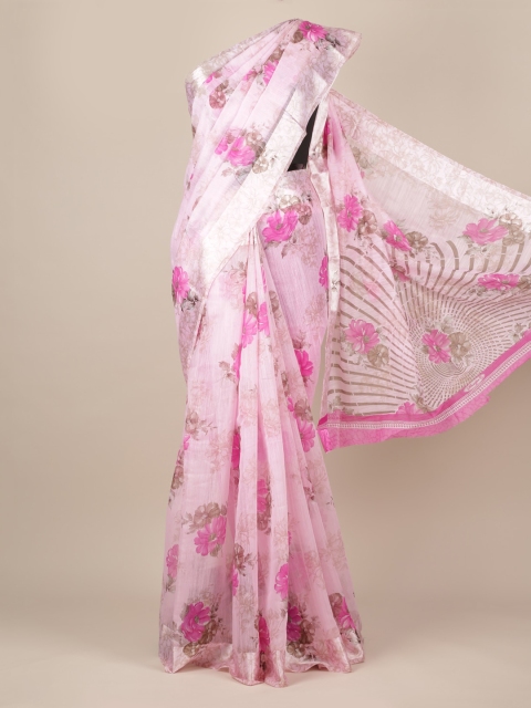 

Pothys Rose Printed Jute Silk Saree