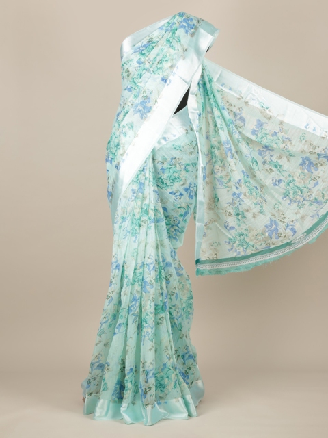 

Pothys Sea Green Printed Jute Silk Saree