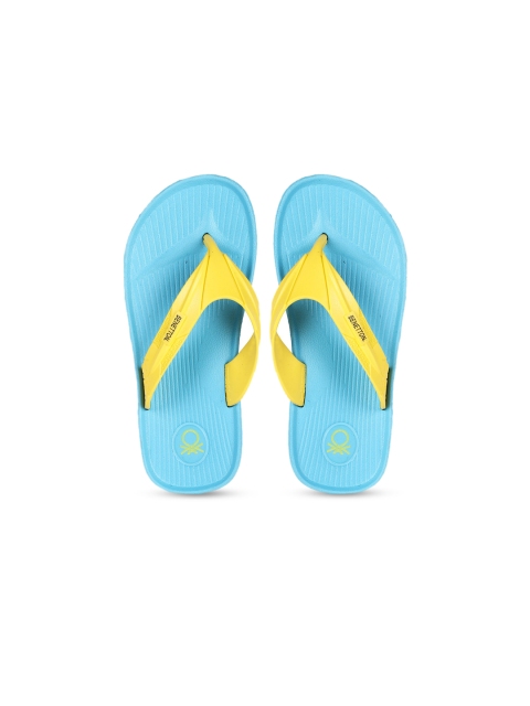 

United Colors of Benetton Kids Yellow & Blue Colourblocked Thong Flip-Flops