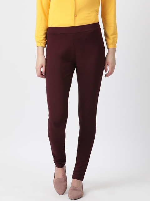 

Monte Carlo Women Maroon Solid Skinny-Fit Treggings