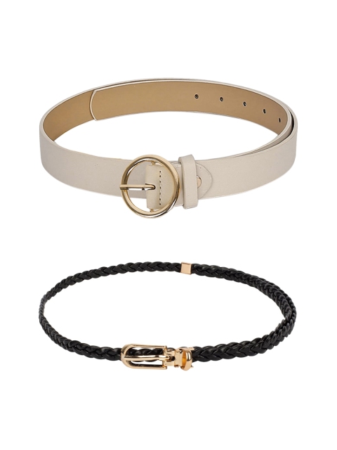 

CRUSSET Women Pack of 2 Off White & Black Belt