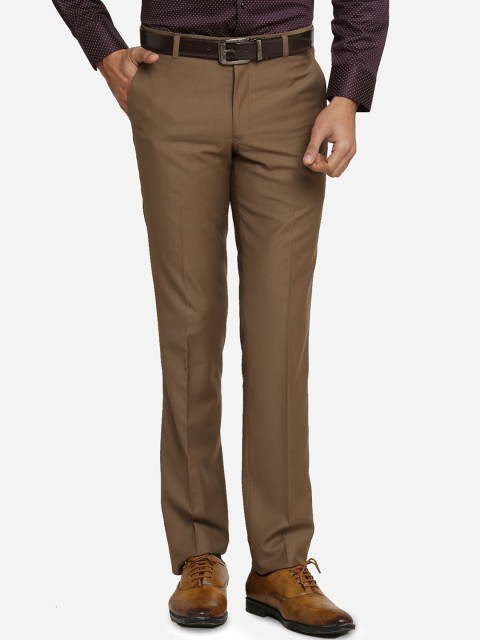 

METAL Men Brown Slim Fit Solid Formal Trousers