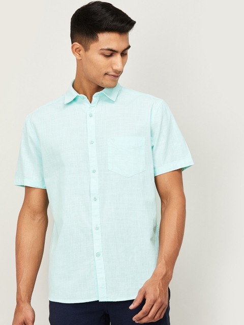 

CODE by Lifestyle Men Turquoise Blue Regular Fit Solid Casual Shirt