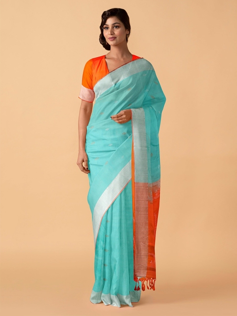 

Taneira Blue Woven Design Pure Silk Saree