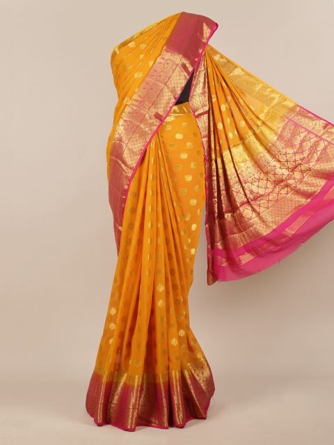 

Pothys Yellow Woven Design Poly Georgette Saree