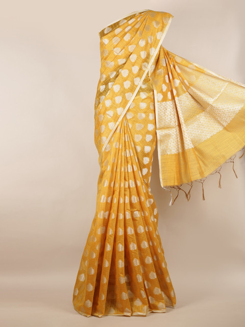 

Pothys Yellow Woven Design Cotton Blend Saree