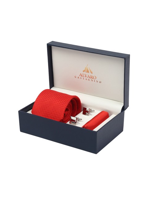 

Alvaro Castagnino Men Red & Silver-Toned Accessory Gift Set